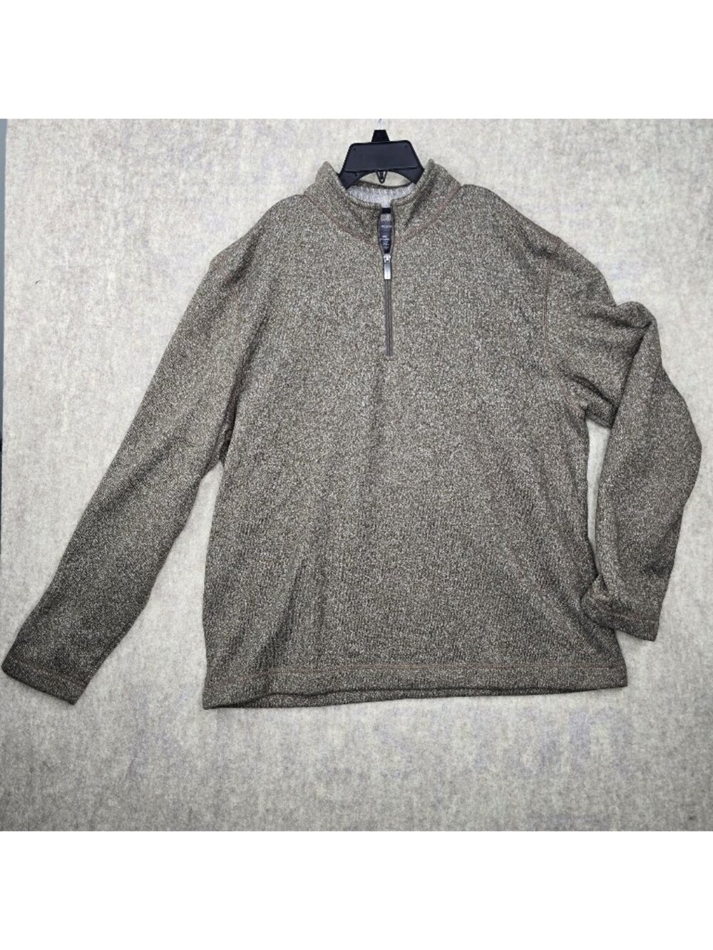Van Heusen Men's 1/4 Zip Pullover Sweater Brown XXL 100% Polyester Relaxed Fit